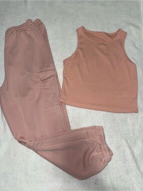Women's Dusty Rose Tank & Cargo Jogger Set
